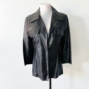 DOLCE & GABBANA Leather Silk Lined Jacket Coat Size 46